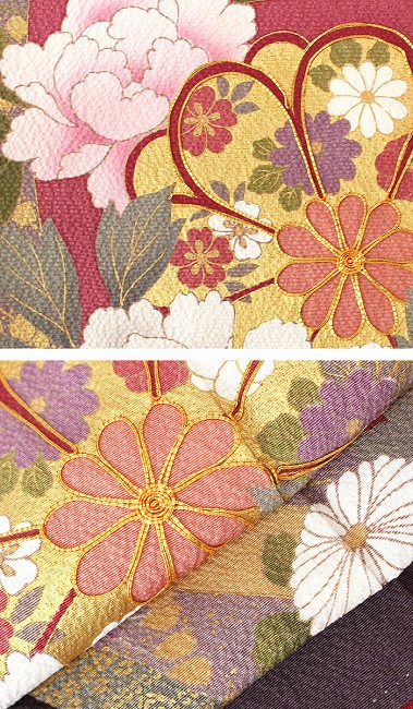 【50%OFF|えびす講セール|期間限定】【中古】 振袖 レディース フォーマル 縮緬振袖 正絹 単品 裄丈65cm リサイクル 長襦袢セット 赤桃 ちりめん 刺繍 成人式 晴れ着 中古着物 リサイクル着物