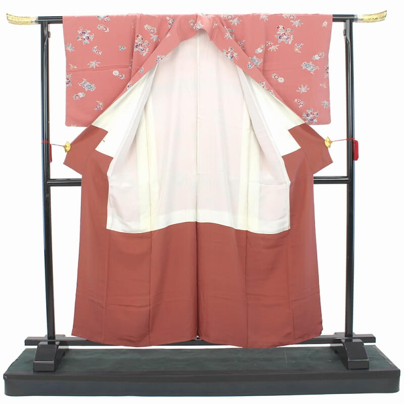 【20倍ポイント|歳末大還元祭】【中古】 小紋 リサイクル 着物 正絹 袷 仕立て上がり カジュアル レディース ピンク 花柄 裄丈65cm あす楽対応