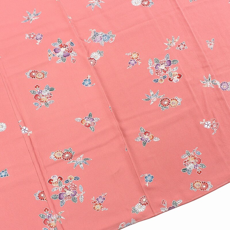 【20倍ポイント|歳末大還元祭】【中古】 小紋 リサイクル 着物 正絹 袷 仕立て上がり カジュアル レディース ピンク 花柄 裄丈65cm あす楽対応