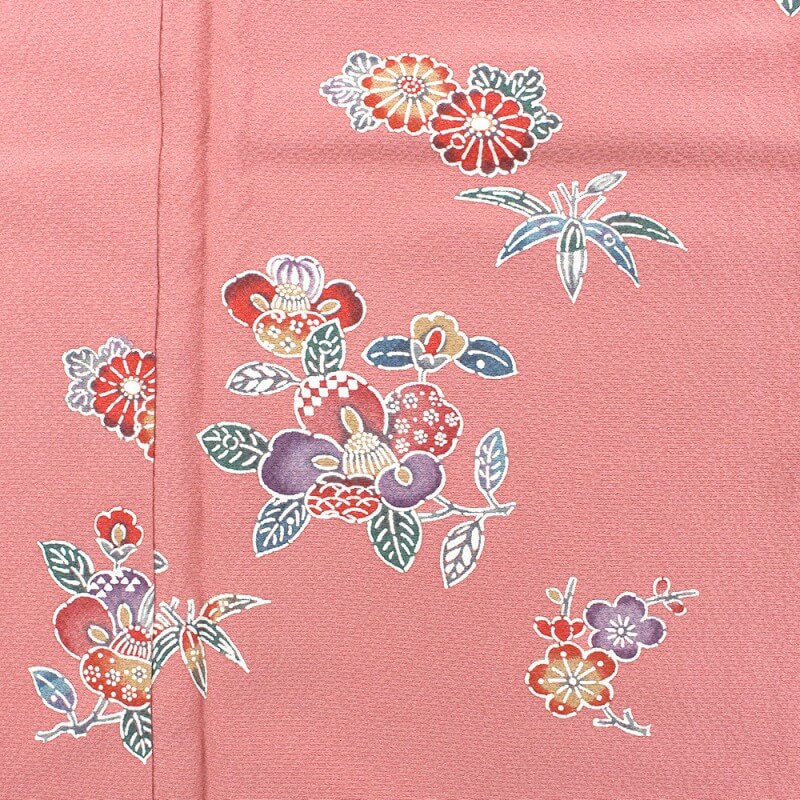 【20倍ポイント|歳末大還元祭】【中古】 小紋 リサイクル 着物 正絹 袷 仕立て上がり カジュアル レディース ピンク 花柄 裄丈65cm あす楽対応