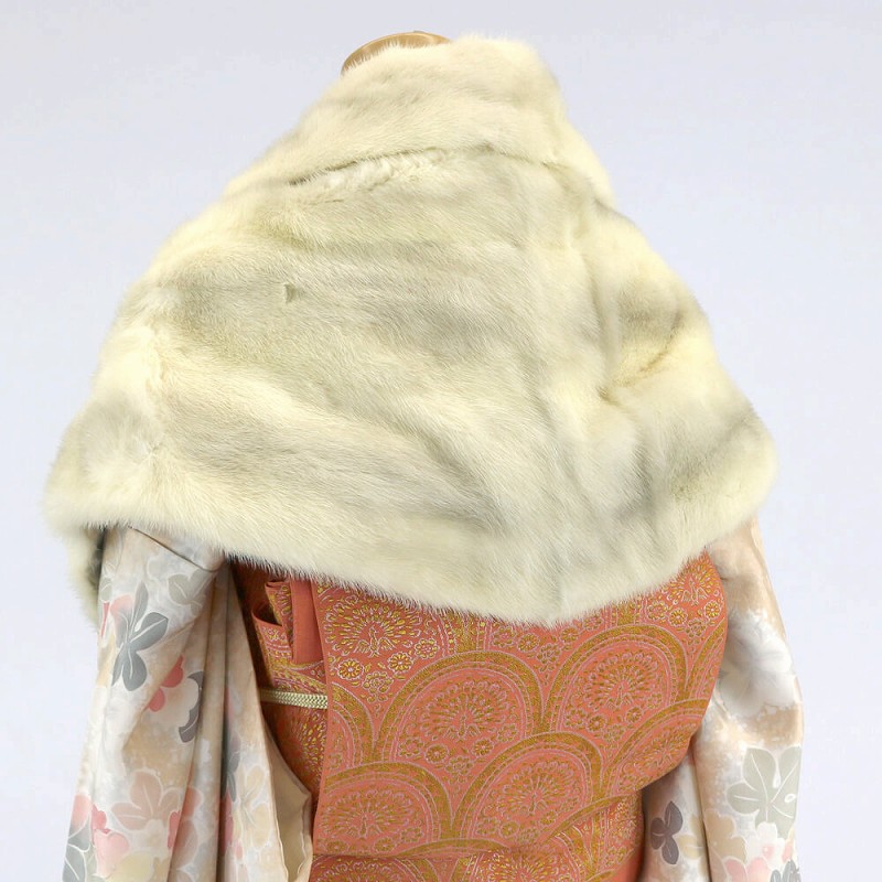 【20倍ポイント|歳末大還元祭】【中古】 ミンクショール ホワイト きもの用 着物用 リサイクル 送料無料 あす楽対応 忠右衛門 レディース