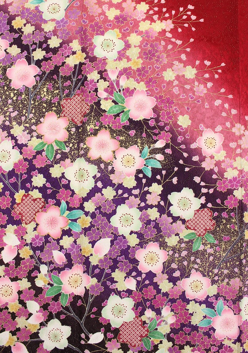 【50%OFF|えびす講セール|期間限定】【中古】【販売】 振袖 リサイクル 成人式 正絹 レッド 花柄 桜 仕立て上がり着物 振り袖 身丈171cm 裄丈66.5cm 美品 送料無料 即日発送 中古着物 リサイクル着物