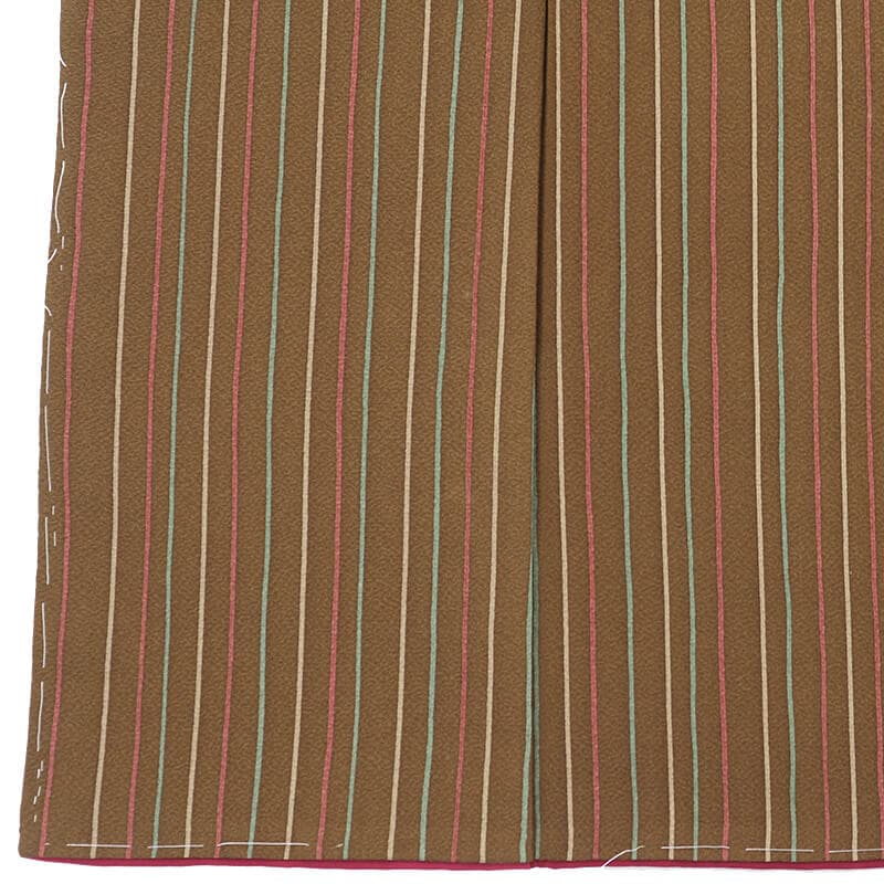 【中古】 小紋 小紋着物 中古着物 レディース 正絹 茶色 縞 身丈159cm 裄丈66cm 仕立て上がり着物 リユース着物 リサイクル着物 10時までのご注文で即日発送