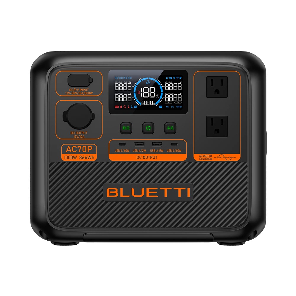 BLUETTI AC70P 小型ポータブル電源 | 防災推奨・車中泊