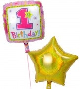 スターバルーンのファーストバースデー【1才の誕生日のバルーン電報・女の子】|1才の誕生日を祝うバルーン電報・バルーンギフト