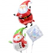 雪の結晶とサンタクロース＆スノーマン【クリスマスのバルーン電報】|クリスマスのバルーンギフト・バルーン装飾