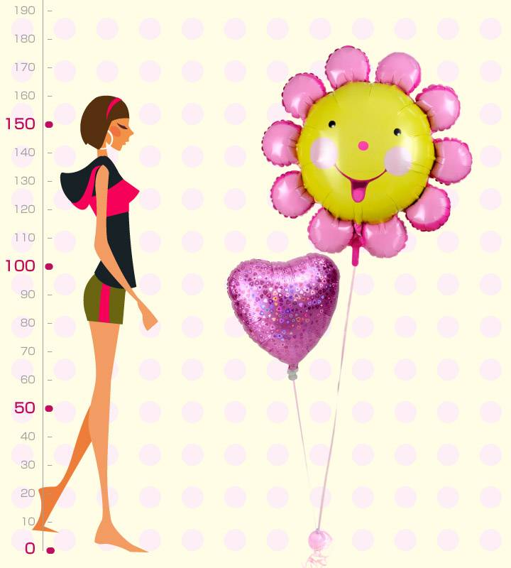 にこにこフラワーときらきらピンクハート お祝いやパーティーのバルーン電報 装飾 バルーン電報のユーバルーン