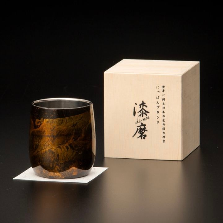 漆磨カップ 二重構造 ダルマ 黒白檀