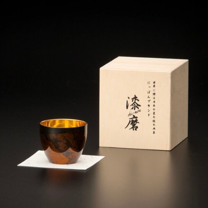 漆磨カップ 二重構造 ぐい呑 黒白檀