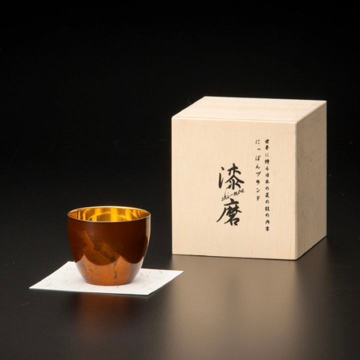 漆磨カップ 二重構造 ぐい呑 赤白檀