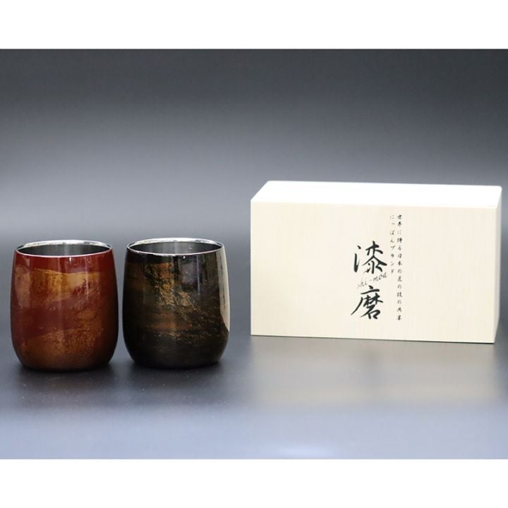 漆磨カップ 二重構造 ダルマ 白檀 ペア
