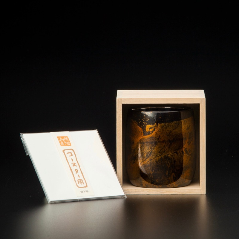 漆磨カップ 二重構造 ダルマ 黒白檀