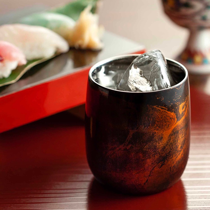 漆磨カップ 二重構造 ダルマ 黒白檀