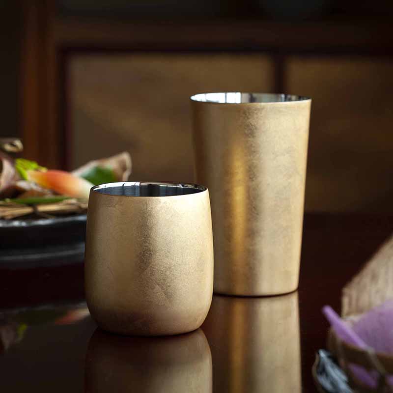 漆磨カップ　二重構造　ダルマ　箔衣(はくごろも)