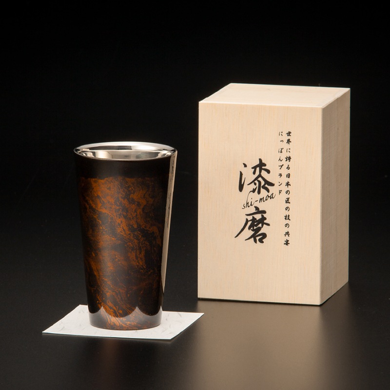 漆磨カップ　二重構造　ストレート　黒白檀