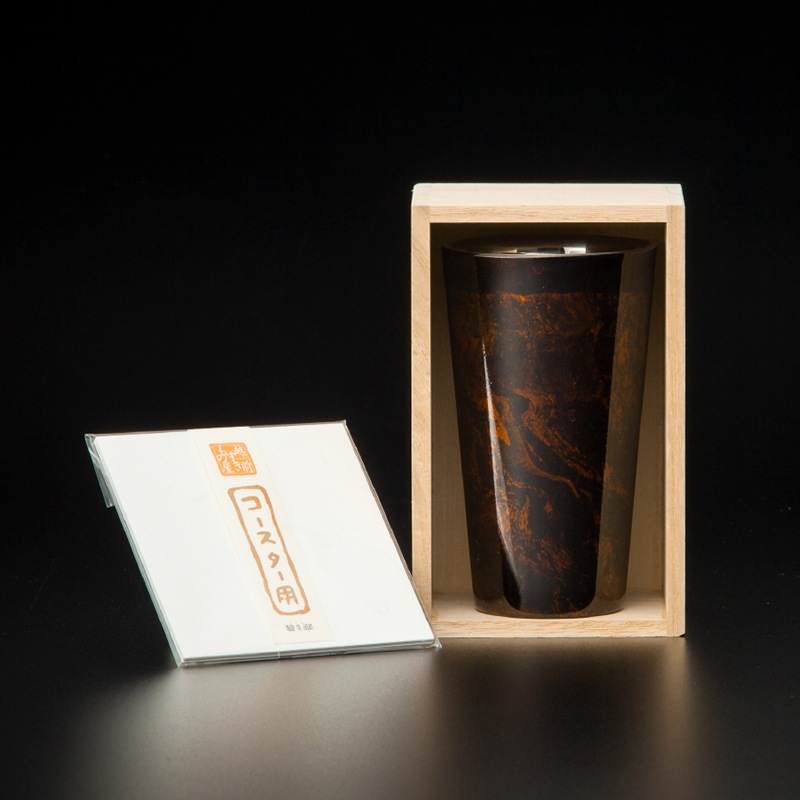 漆磨カップ　二重構造　ストレート　黒白檀