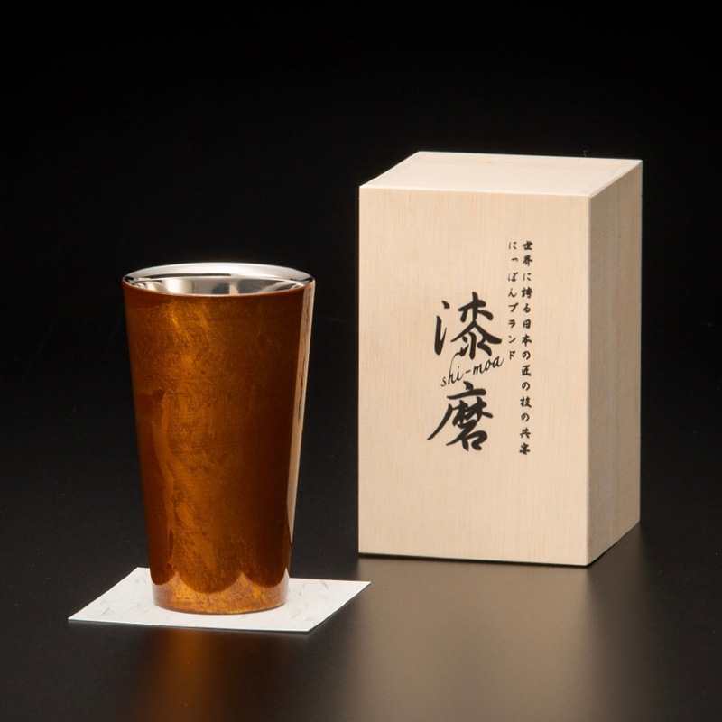 漆磨カップ 二重構造 ストレート 赤白檀