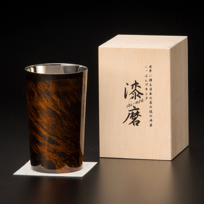 漆磨カップ 二重構造 ハイボール 黒白檀