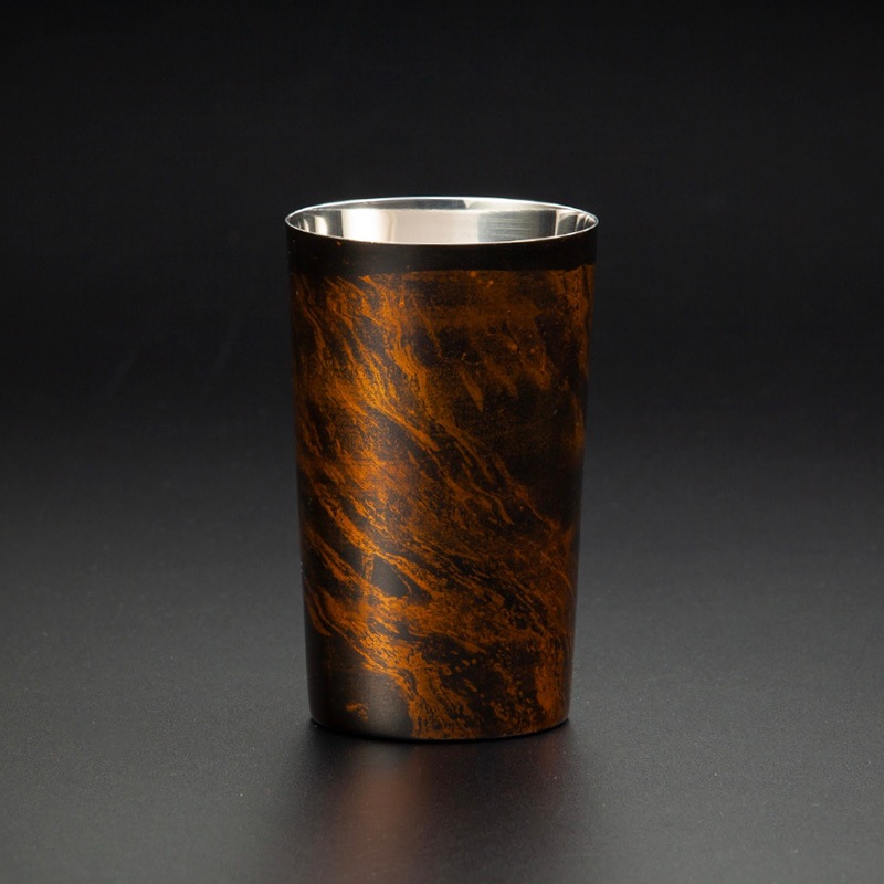 漆磨カップ 二重構造 ハイボール 黒白檀