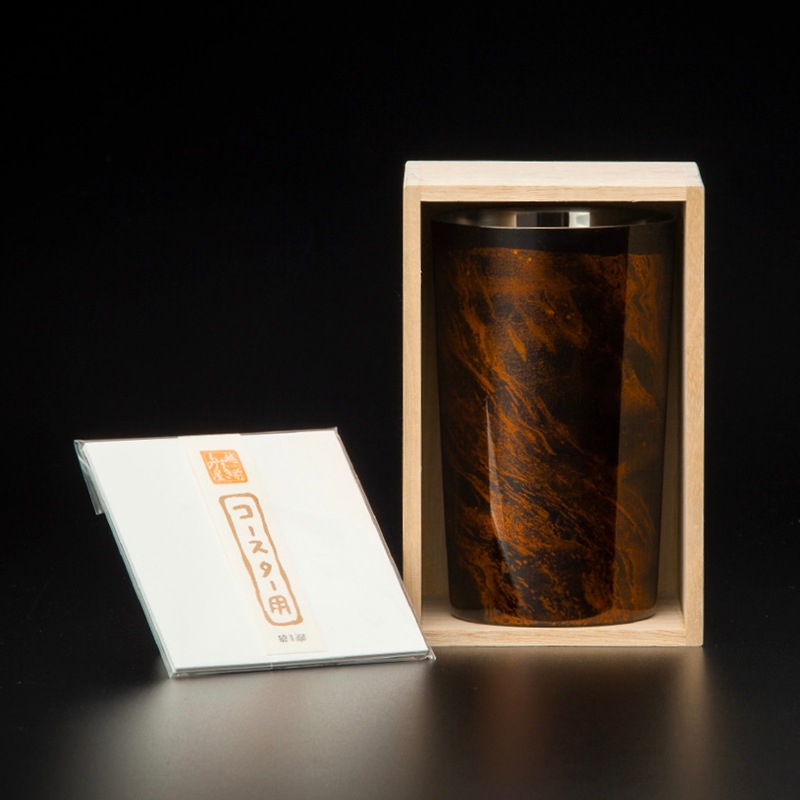 漆磨カップ 二重構造 ハイボール 黒白檀