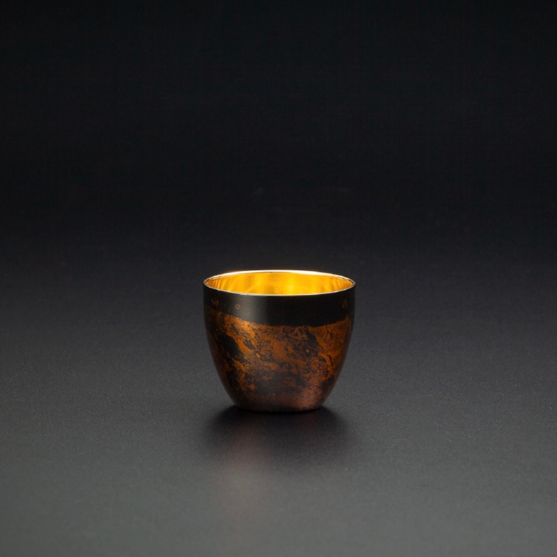 漆磨カップ 二重構造 ぐい呑 黒白檀