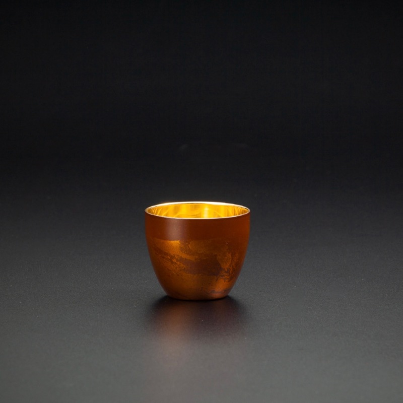 漆磨カップ　二重構造　ぐい呑　赤白檀