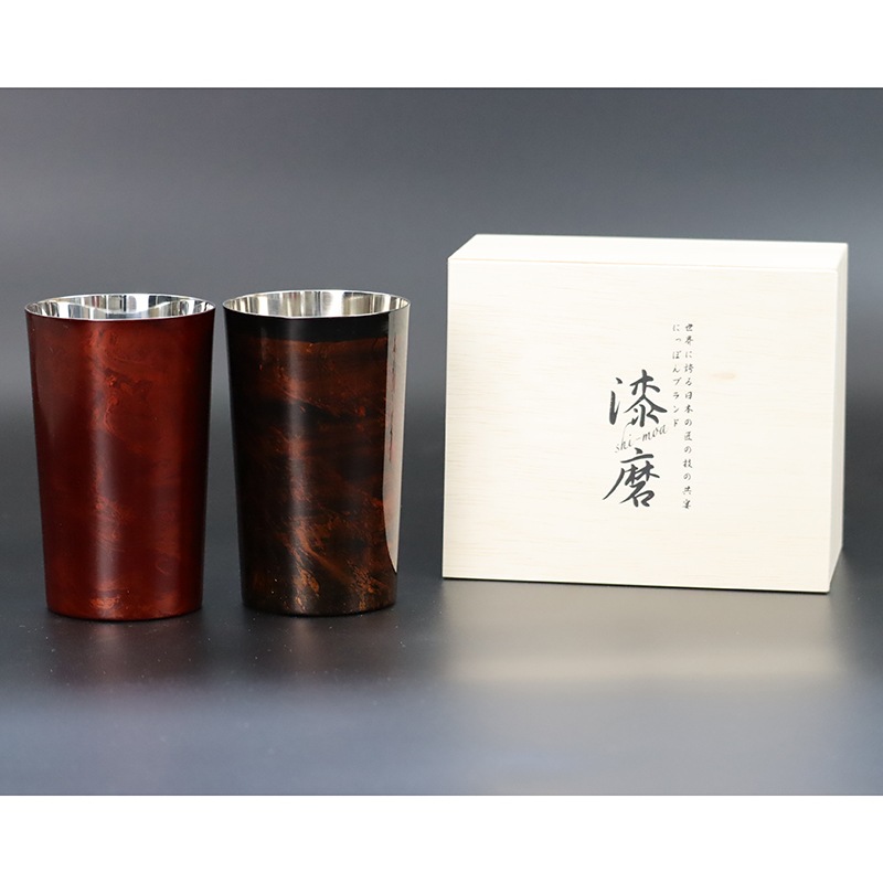 漆磨カップ　二重構造　ハイボール　白檀 ペア