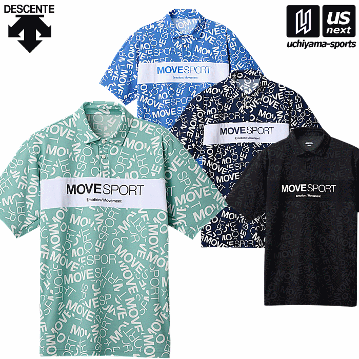 【さらに10%引(一部対象外)】 デサント ムーブスポーツ メンズ 半袖ポロシャツ SUNSCREEN ミニ鹿の子 総柄グラフィック ポロシャツ 2024年春夏モデル [自社]【あすつく対応】【メール便不可】 DMMXJA72