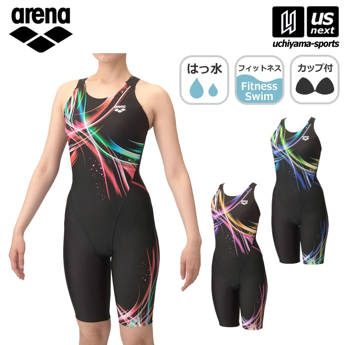 【クーポンでさらに10%引】アリーナ 水泳 レディース フィットネス水着 フィットネスワンピーススパッツ ぴったりパッド 2025年春夏モデル  [M便 1/1][自社]【あすつく対応】 AS5SWF07L
