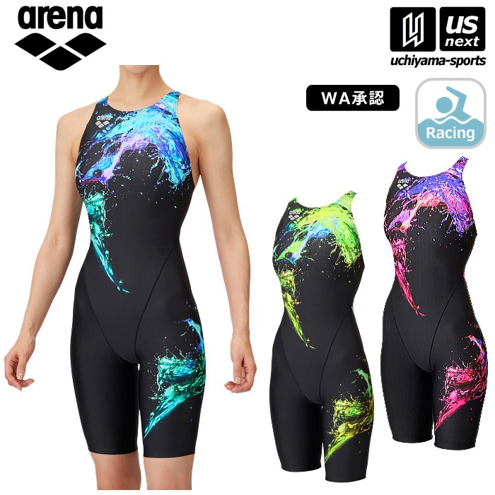 【クーポンでさらに10%引】アリーナ 水泳 レディース 競泳水着 レーシングワンピーススパッツ オープンバック・ハーフレッグ 2025年春夏モデル  [M便 1/1][自社]【あすつく対応】 AS5SRC58L