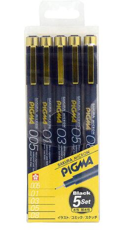 サクラクレパスピグマ5本セットコミック・スケッチに最適