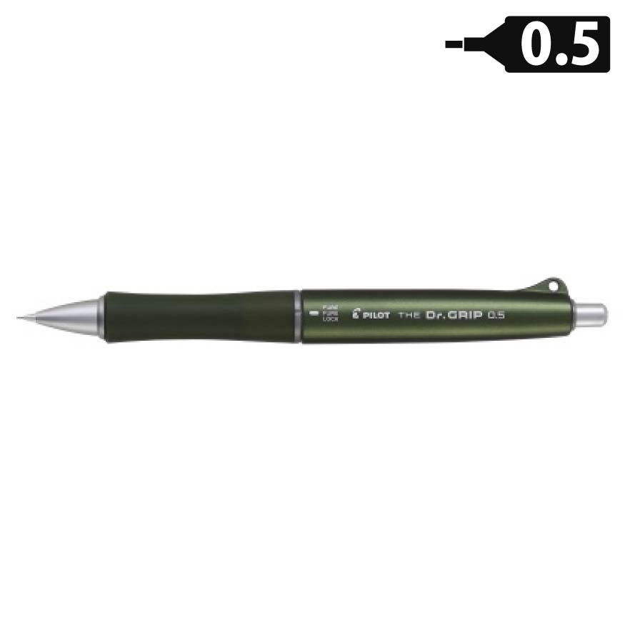 【深化した疲れにくい筆記具】パイロット THE Dr.GRIP ザ・ドクターグリップ0.5mm オリーブ HTDG-90R-OL シャープペンシル