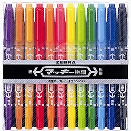 ゼブラハイマッキー極細12色セット油性マーカー｜上野文具公式