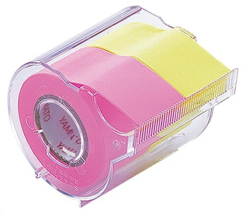 ヤマト メモックロールテープ カッター付き 蛍光紙 25mm幅 ローズ レモン NORK-25CH-6A