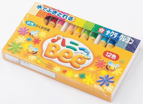 【水でふきとれる】 サクラクレパス クレヨン水性12色 ハニーBee WY12R1 【お子様のお絵描き用に】