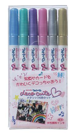 サクラクレパスフォトペンデコキュートメタリック6色セット水性マーカー