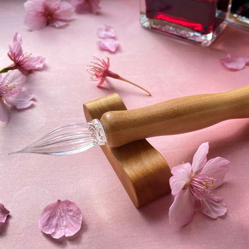 【吉野山の天然桜使用】呉竹 ウッドガラスペン 千本桜 ECF170 ガラスペン【使うほどに手になじむ】