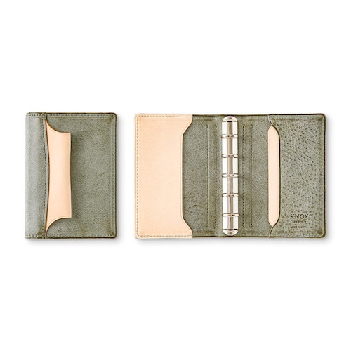 【NEW MODEL「N/PEARCE」】KNOX ノックス N/PEARCE エヌ/ピアス システム手帳 ミニ5サイズ グリーン×ナチュラル 123-819-50 システム手帳【クラシカルで優美な曲線デザイン】