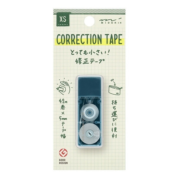 【グッドデザイン賞受賞商品】 ミドリ MIDORI XS 修正テープ 紺A 35517006 修正テープ 【おしゃれなスクエア型】