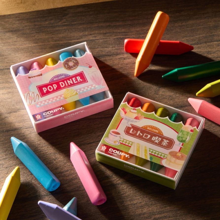 【数量限定】サクラクレパス クーピー マーカー５　レトロ喫茶/ポップダイナー FYLM-5C/FYLM-5C