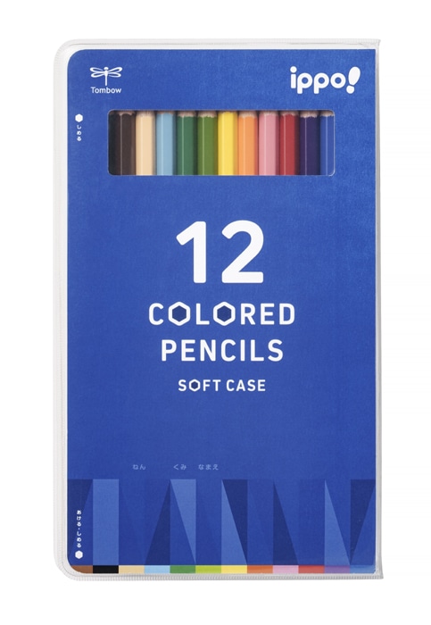 【金箔押し鉛筆名入れ無料】トンボ鉛筆 ippo! ソフトケース入色鉛筆 12色セット CY-KA0112C
