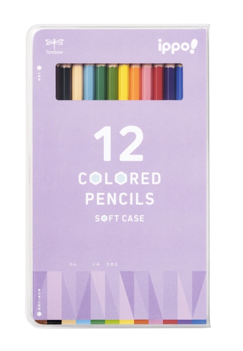 【金箔押し鉛筆名入れ無料】トンボ鉛筆 ippo! ソフトケース入色鉛筆 12色セット CY-KB0112C