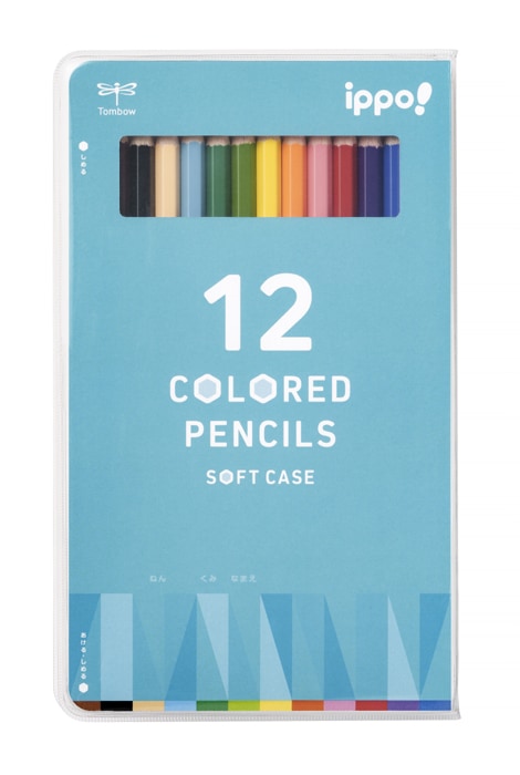 【金箔押し鉛筆名入れ無料】トンボ鉛筆 ippo! ソフトケース入色鉛筆 12色セット CY-KC0112C