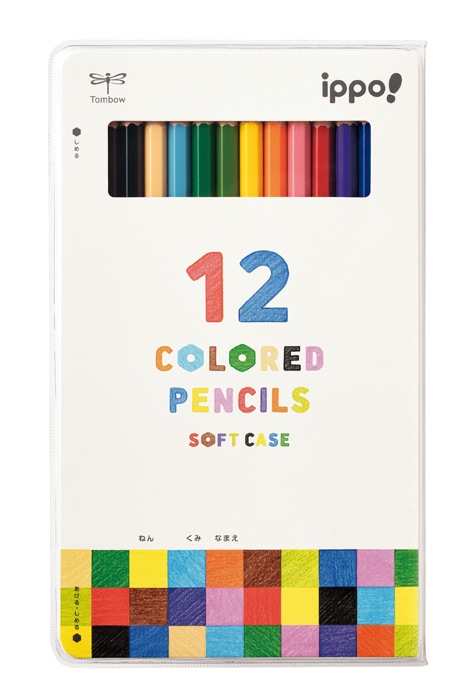 【金箔押し鉛筆名入れ無料】トンボ鉛筆 ippo! ソフトケース入色鉛筆 12色セット CY-KD0112C