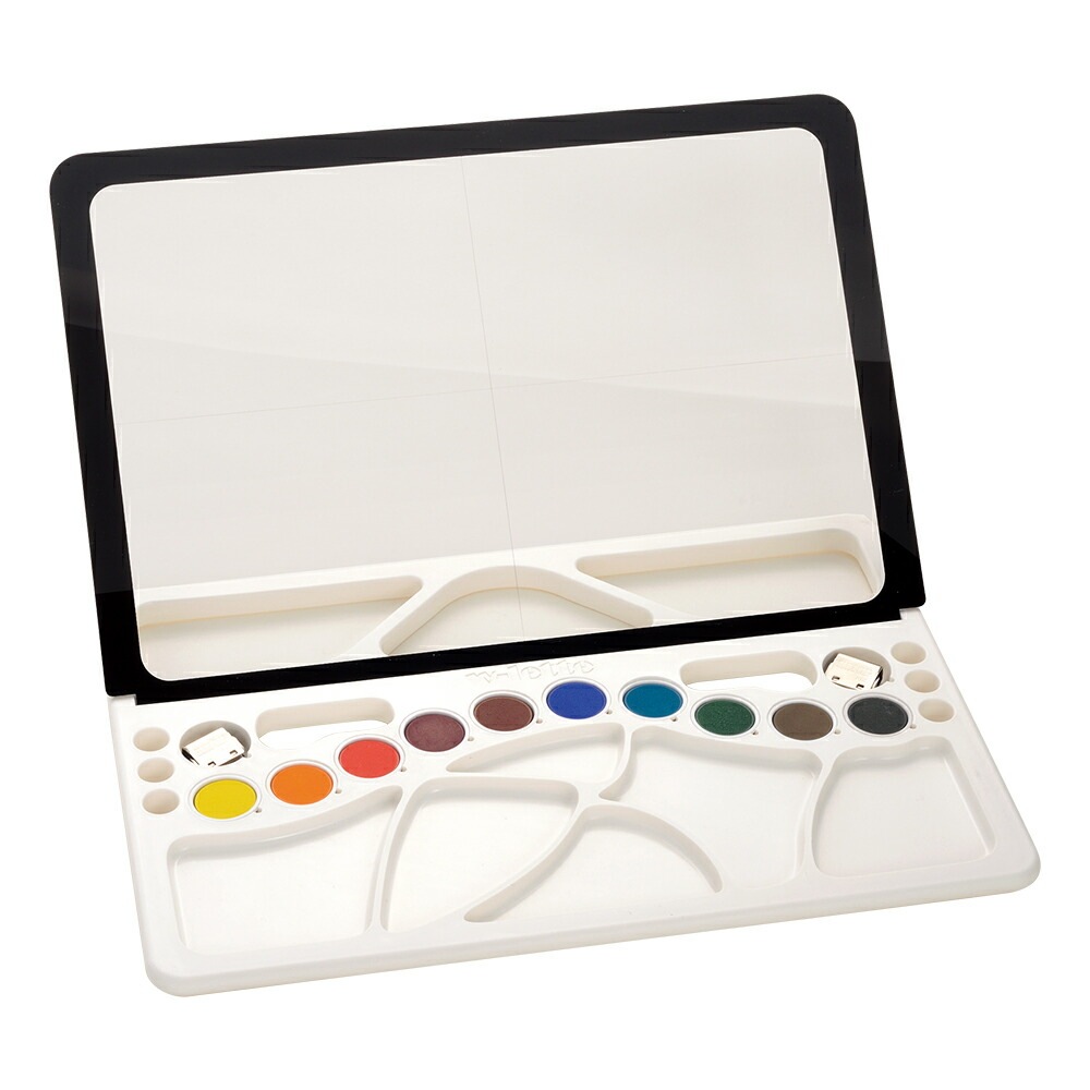 水彩スケッチツールダブレットＡ4ケーキカラー10色パック透かして、なぞって、絵が描けるＷな機能を持つパレット
