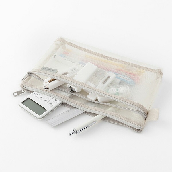 【軽くて中身が見やすい】 ミドリ メッシュペンポーチ グレーA 41833-006 メッシュペンポーチ