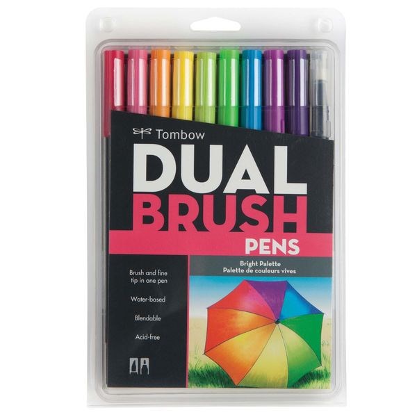 アメリカのヒット商品トンボ鉛筆水性マーカー DUAL BRUSH AB-T10色セット ブライトAB-T10CBR本格グラフィックマーカーブライトーセット
