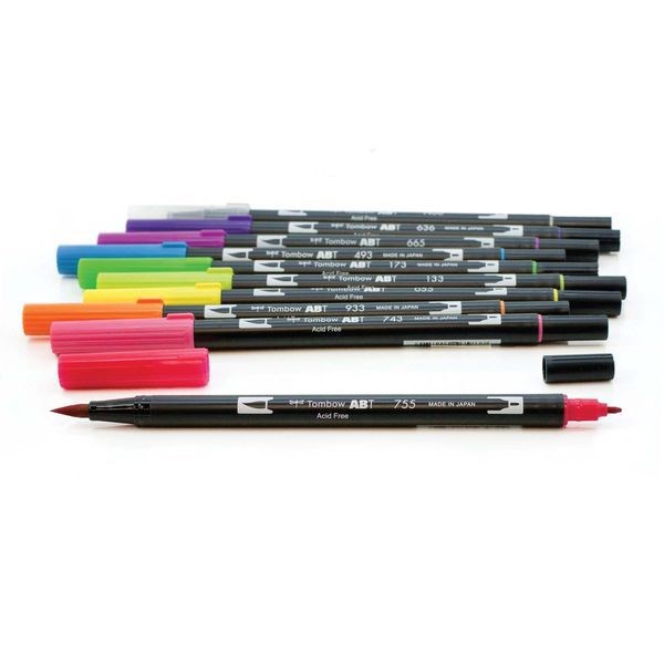アメリカのヒット商品トンボ鉛筆水性マーカー DUAL BRUSH AB-T10色セット ブライトAB-T10CBR本格グラフィックマーカーブライトーセット
