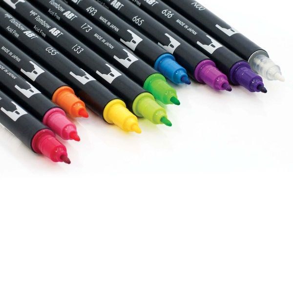 アメリカのヒット商品トンボ鉛筆水性マーカー DUAL BRUSH AB-T10色セット ブライトAB-T10CBR本格グラフィックマーカーブライトーセット