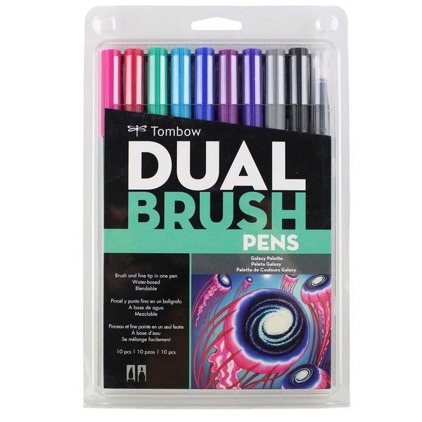アメリカのヒット商品トンボ鉛筆水性マーカー DUAL BRUSH AB-T10色セット ギャラクシーAB-T10CGA本格グラフィックマーカーギャラクシーセット